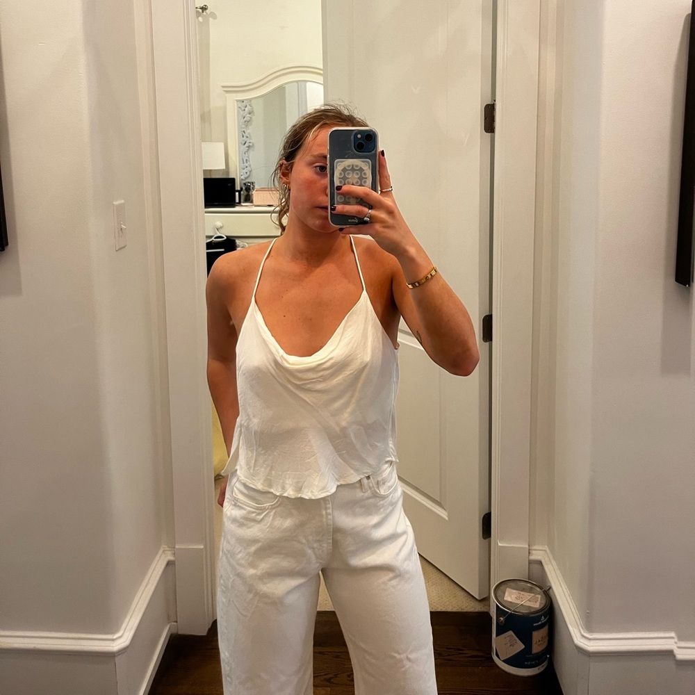 Zara white silk top